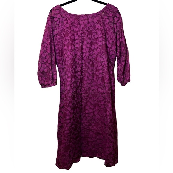 Garnet Hill Cranberry Boheme Easy Lace Overlay Midi Dress Size 16 - Picture 3 of 9